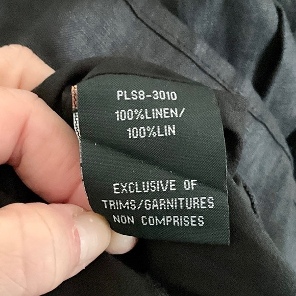 Folia Mini skirt Academia A-line Black 100% linen Drop waist pleated Preppy 3-4 - Picture 7 of 8